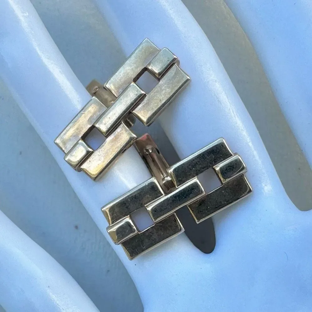 Swank vintage gold tone chain link cuff links